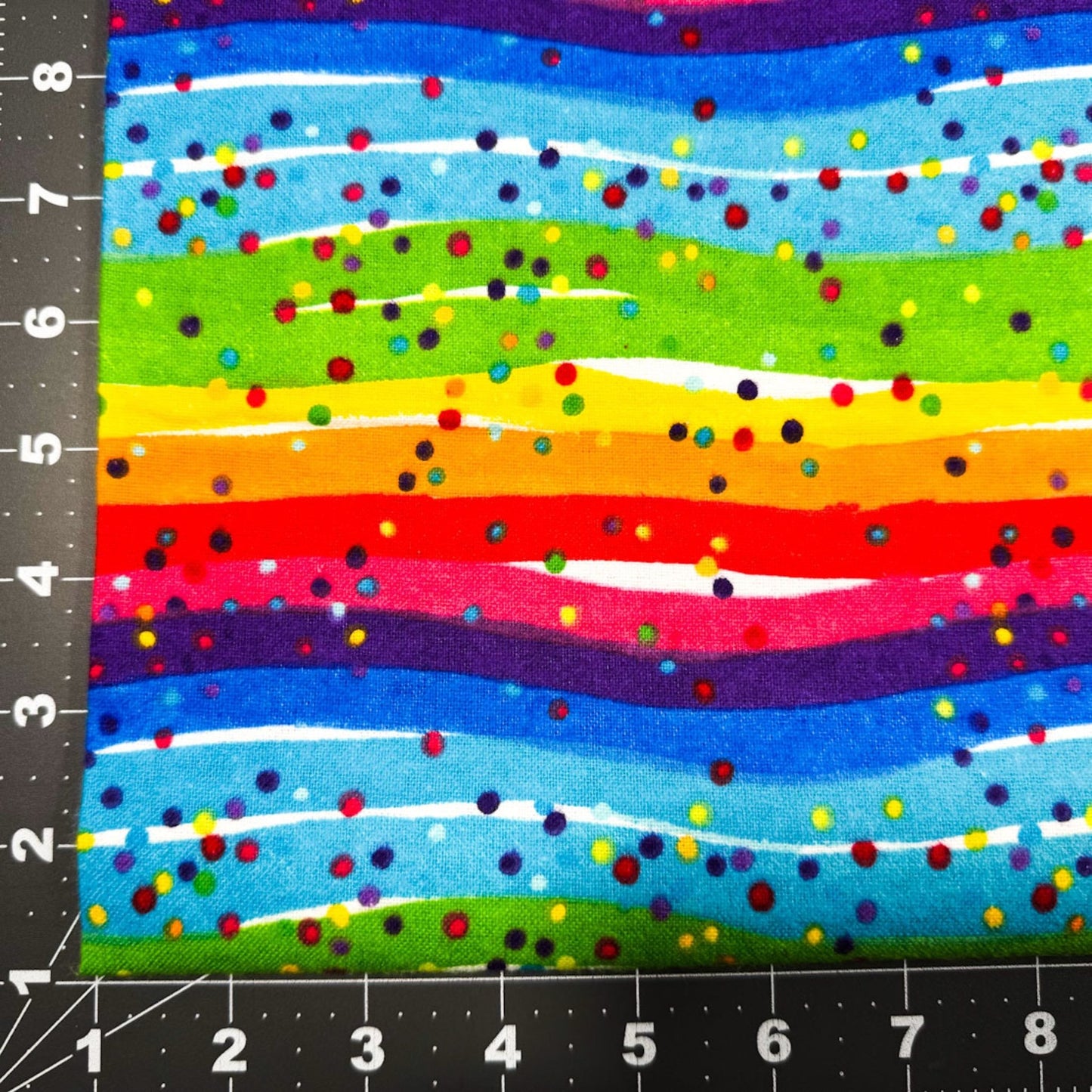 Multi Dots Rainbow FLANNEL 0685 - 11 Rainbow Stripes - Mary Jo Fabrics