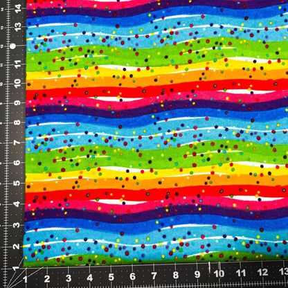 Multi Dots Rainbow FLANNEL 0685 - 11 Rainbow Stripes - Mary Jo Fabrics