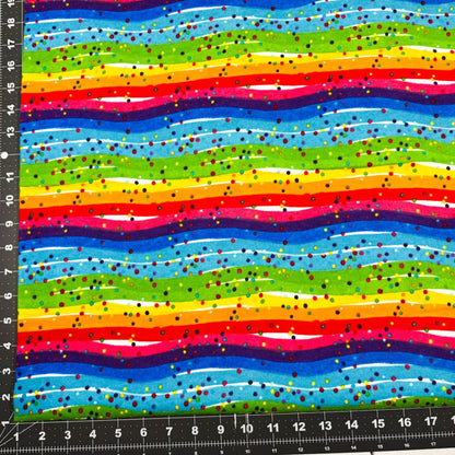 Multi Dots Rainbow FLANNEL 0685 - 11 Rainbow Stripes - Mary Jo Fabrics