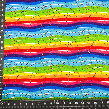 Multi Dots Rainbow FLANNEL 0685 - 11 Rainbow Stripes - Mary Jo Fabrics