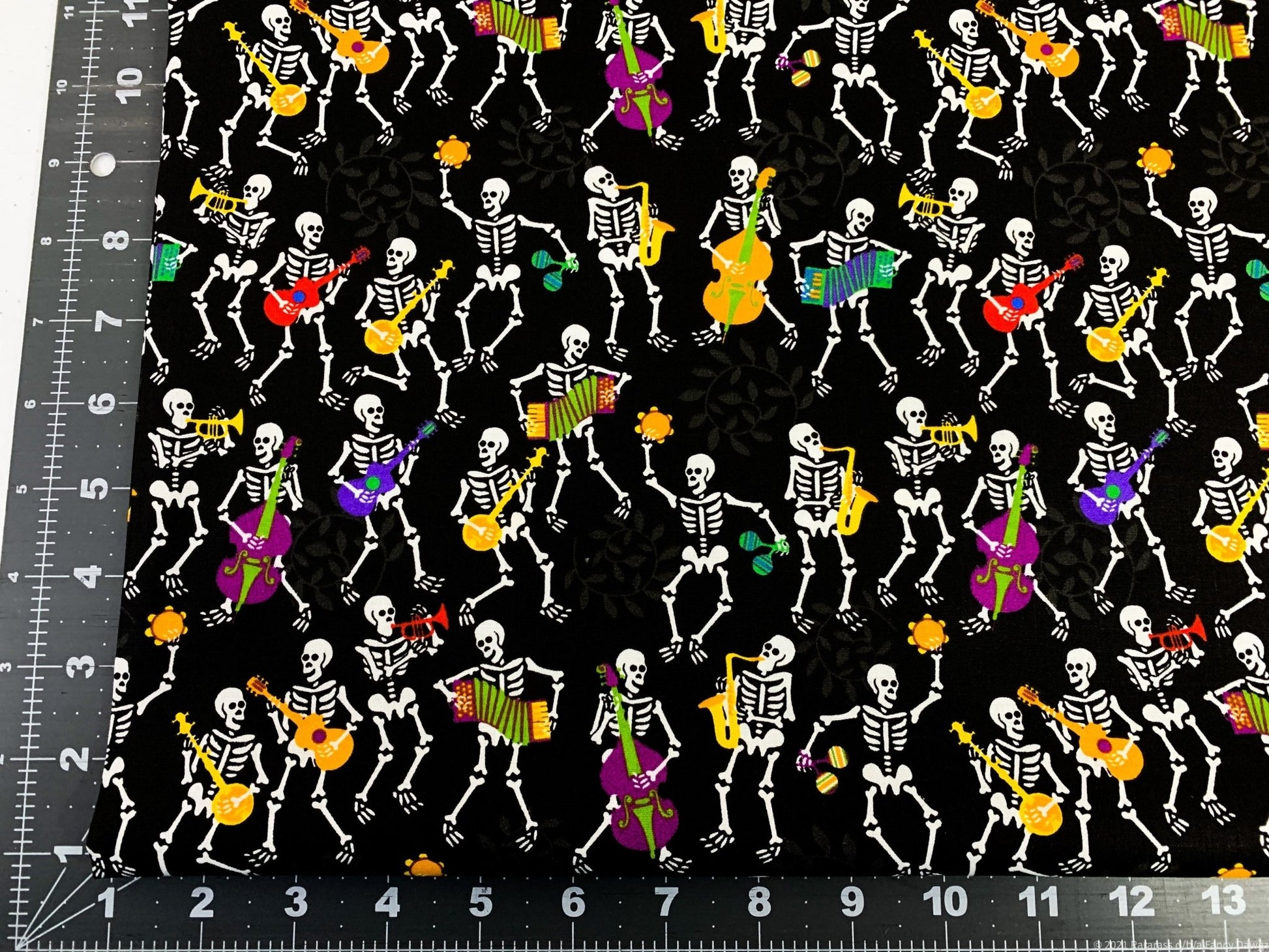 Musical Skeleton fabric Halloween fabric - Mary Jo Fabrics