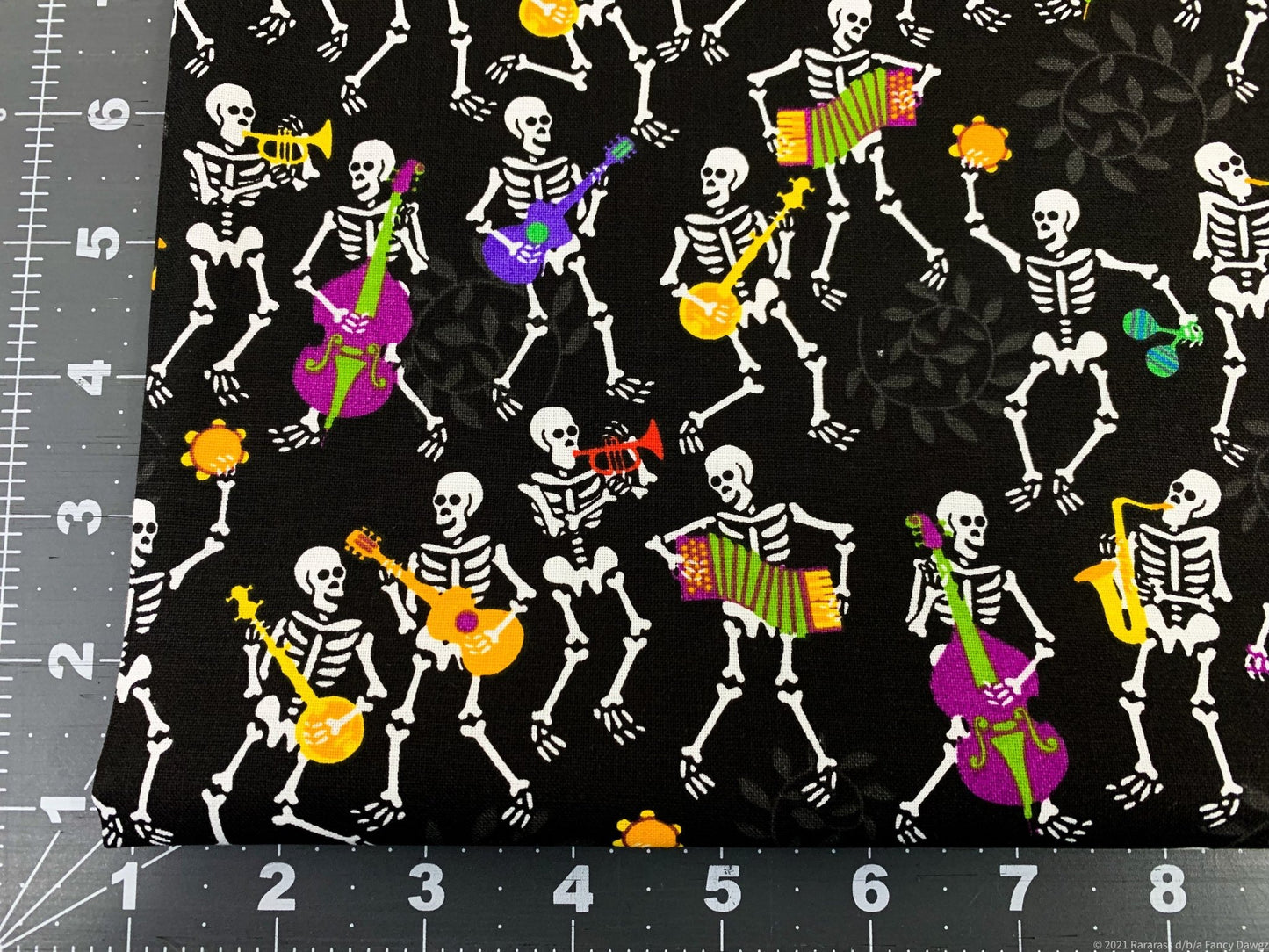 Musical Skeleton fabric Halloween fabric - Mary Jo Fabrics