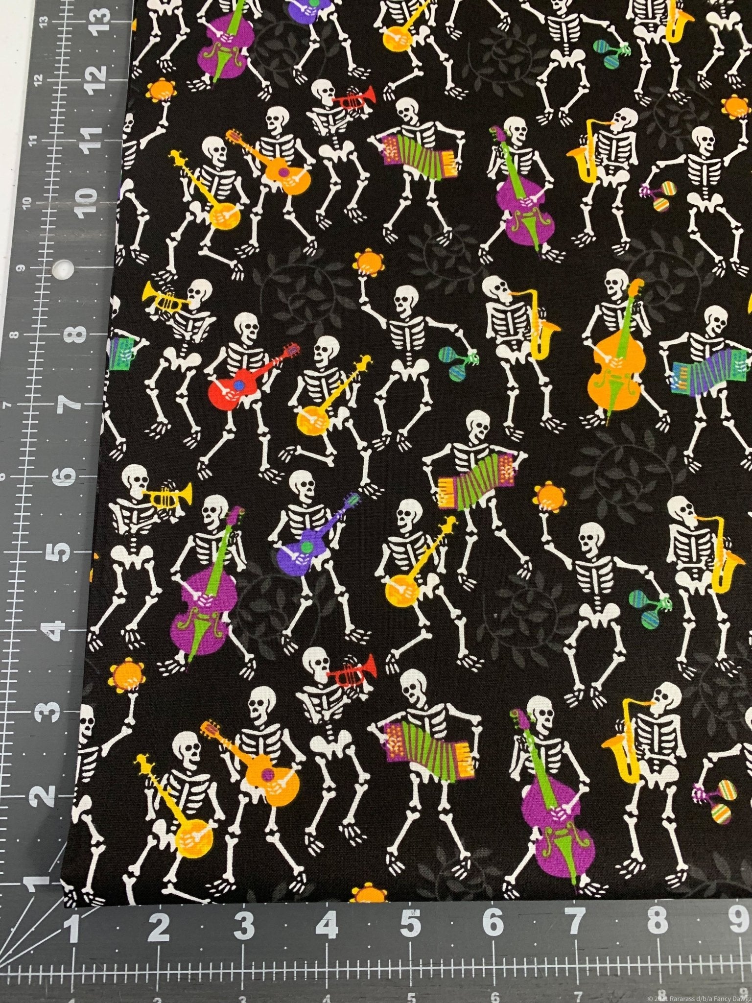 Musical Skeleton fabric Halloween fabric - Mary Jo Fabrics