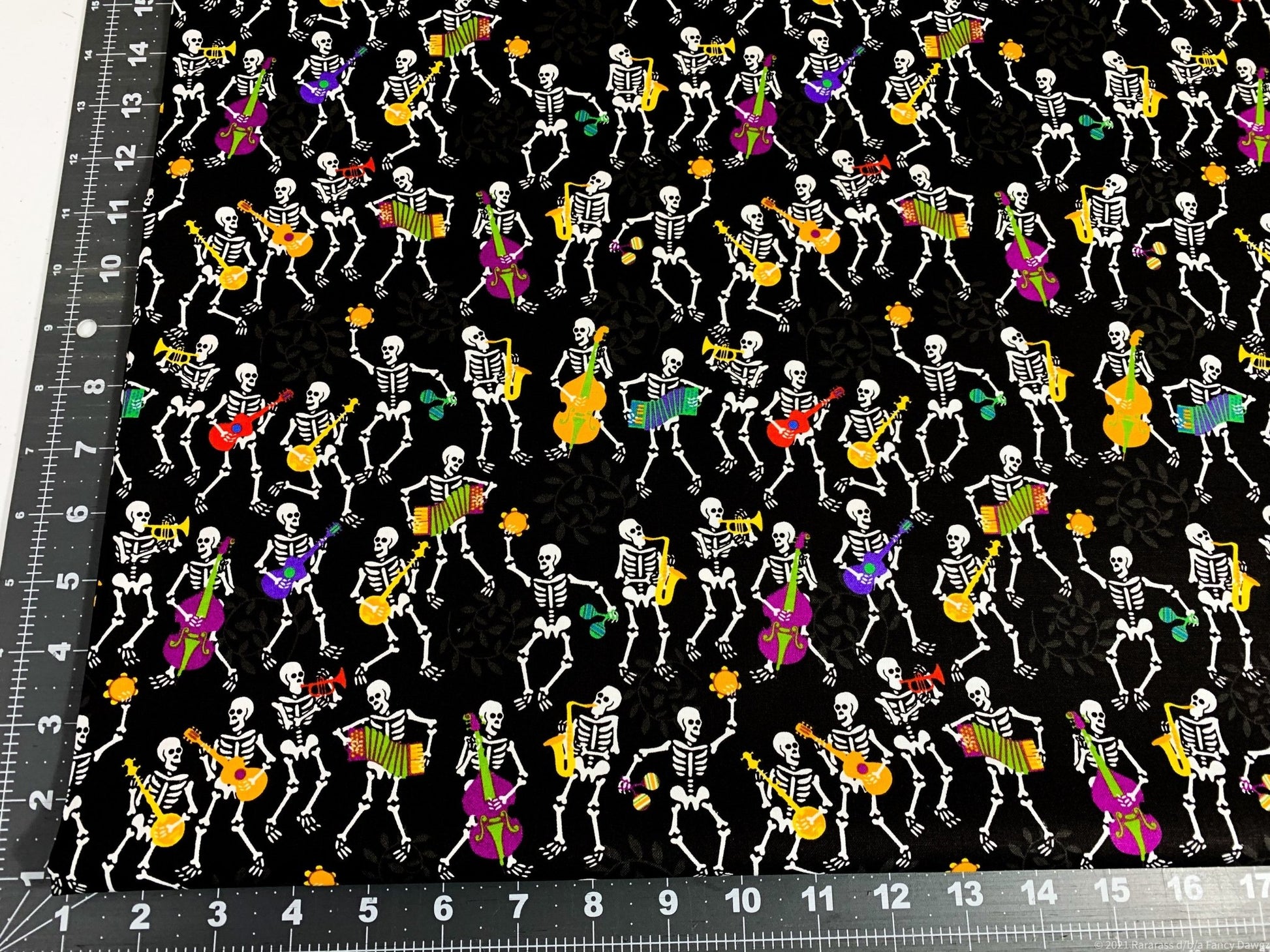 Musical Skeleton fabric Halloween fabric - Mary Jo Fabrics