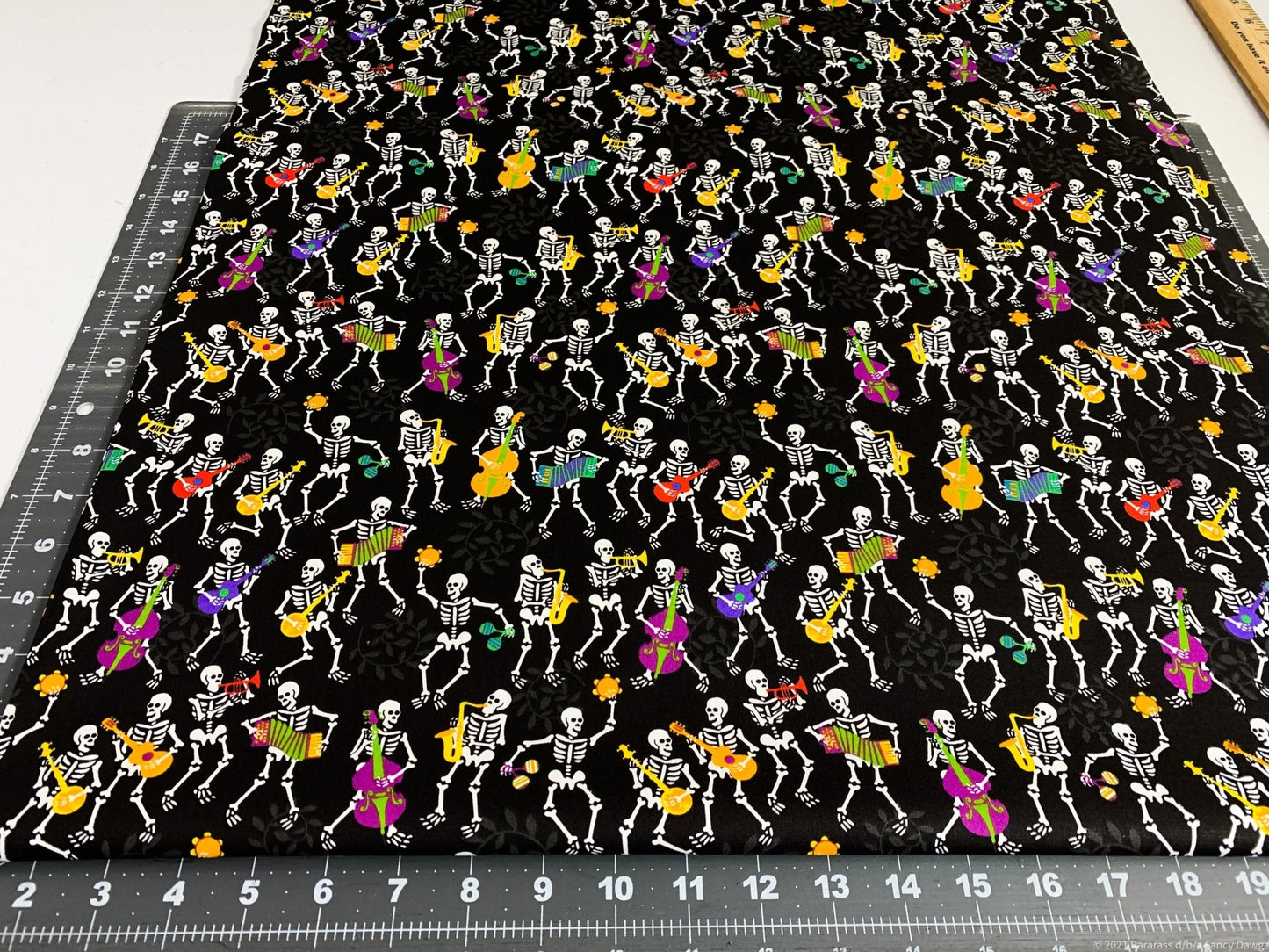 Musical Skeleton fabric Halloween fabric - Mary Jo Fabrics