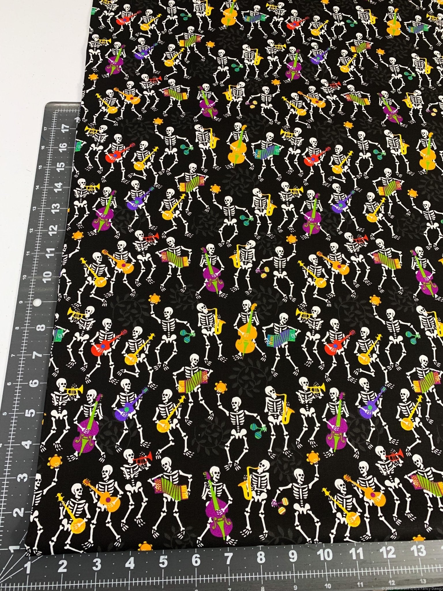 Musical Skeleton fabric Halloween fabric - Mary Jo Fabrics