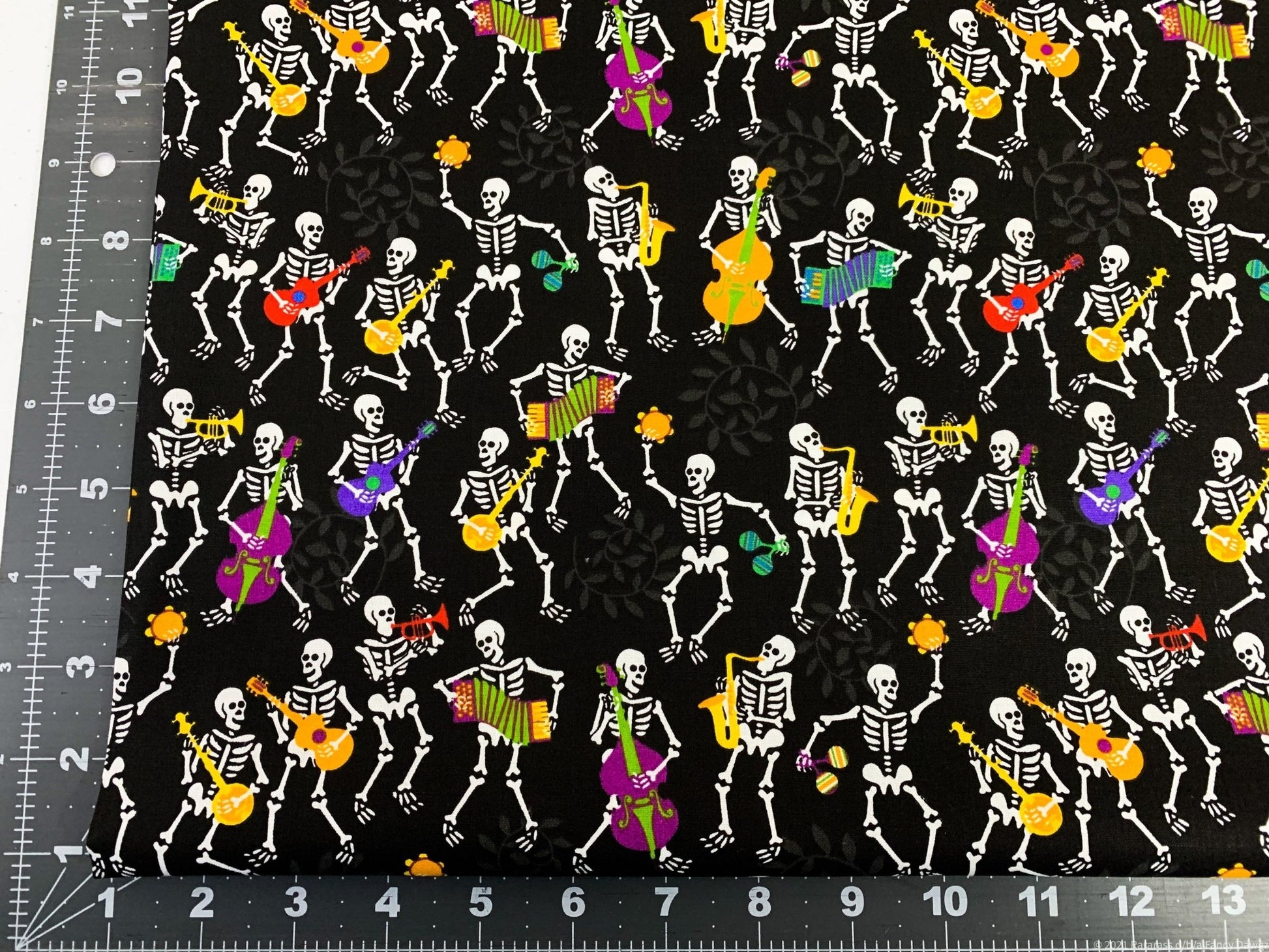 Musical Skeleton fabric Halloween fabric - Mary Jo Fabrics