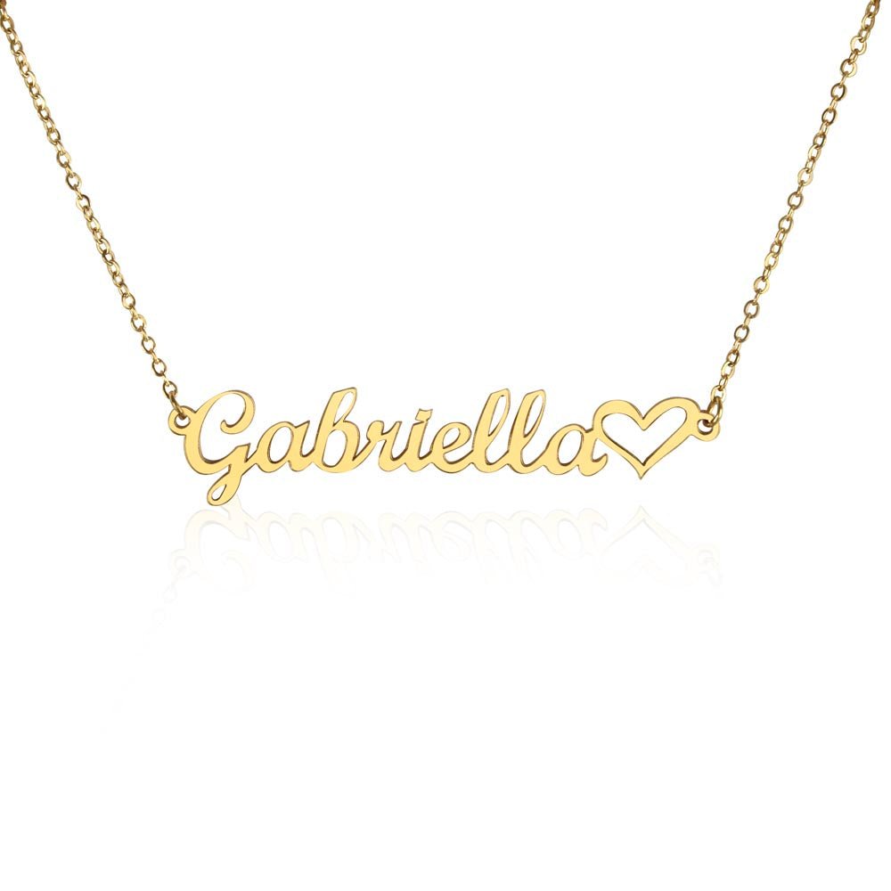 Name Necklace with Heart 16 to 18 inches - Mary Jo Fabrics