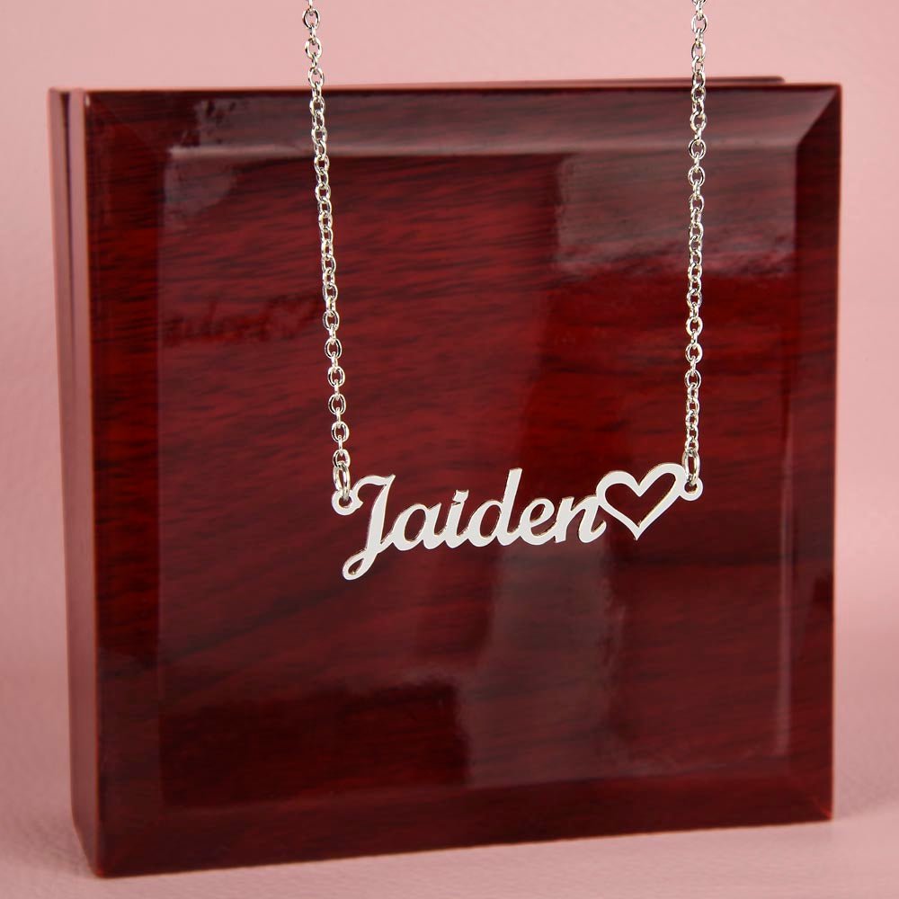 Name Necklace with Heart 16 to 18 inches - Mary Jo Fabrics