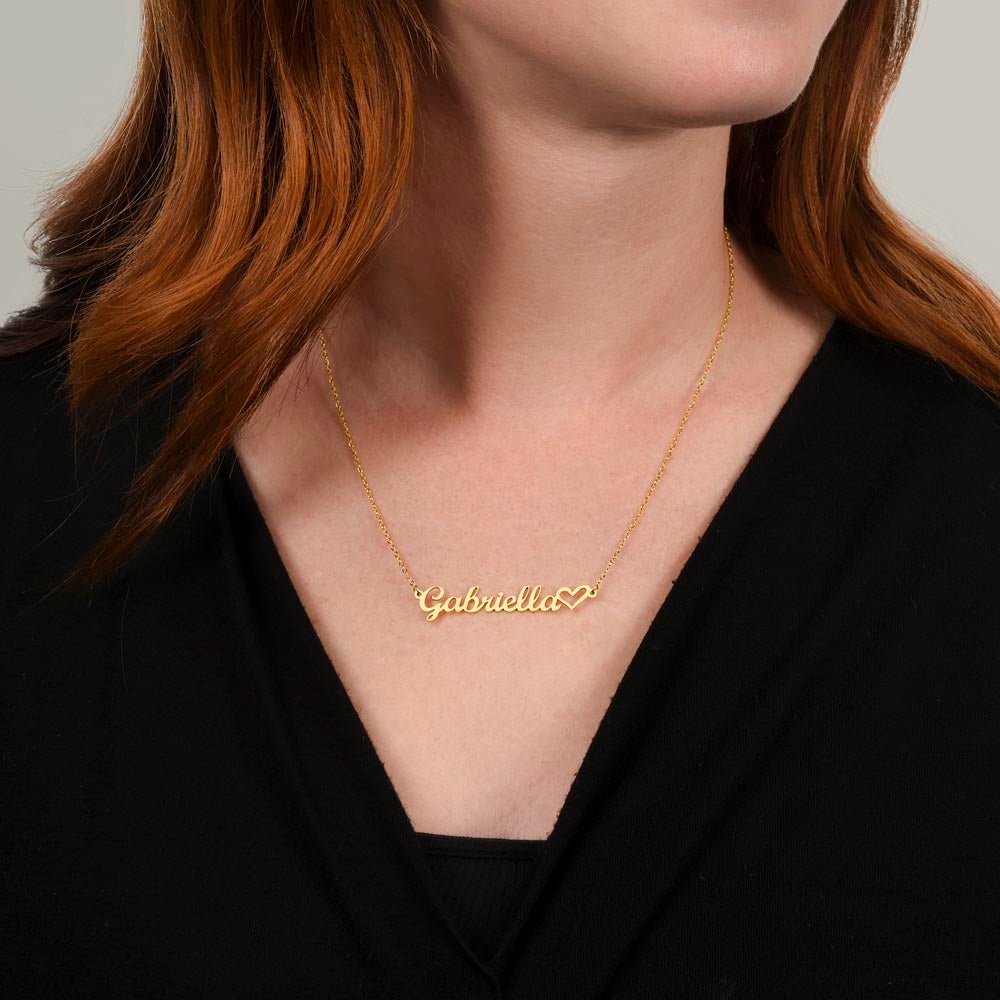 Name Necklace with Heart 16 to 18 inches - Mary Jo Fabrics