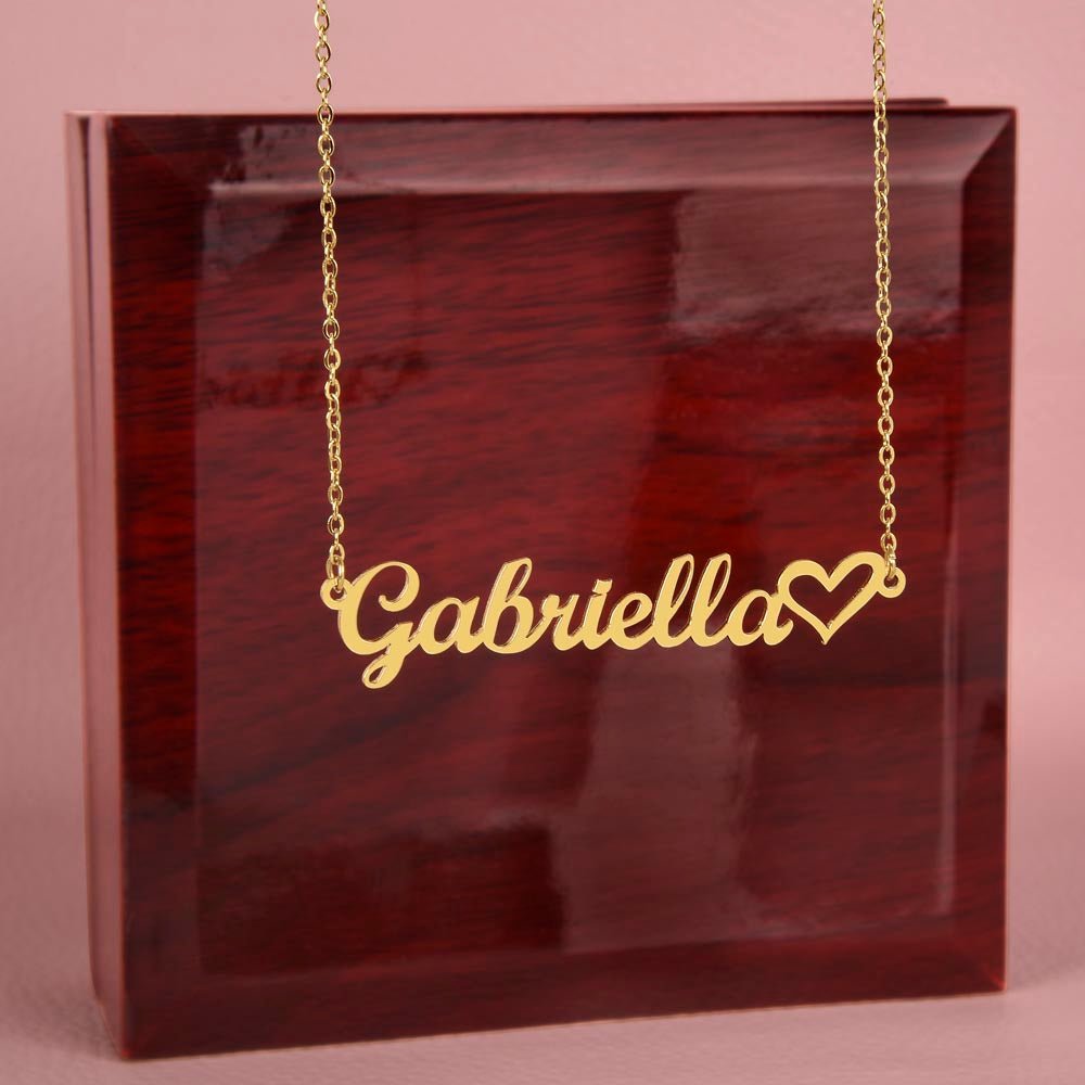 Name Necklace with Heart 16 to 18 inches - Mary Jo Fabrics