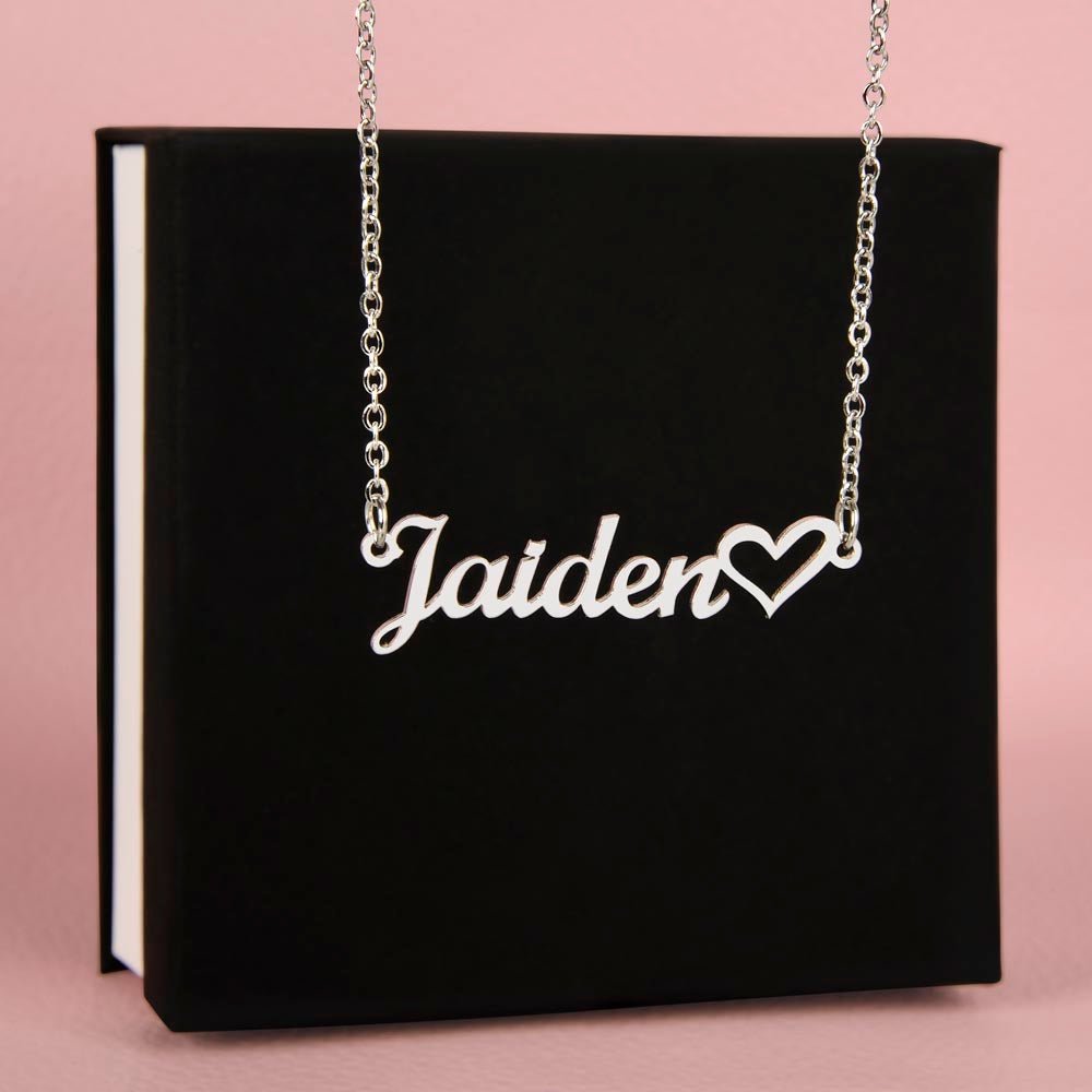 Name Necklace with Heart 16 to 18 inches - Mary Jo Fabrics