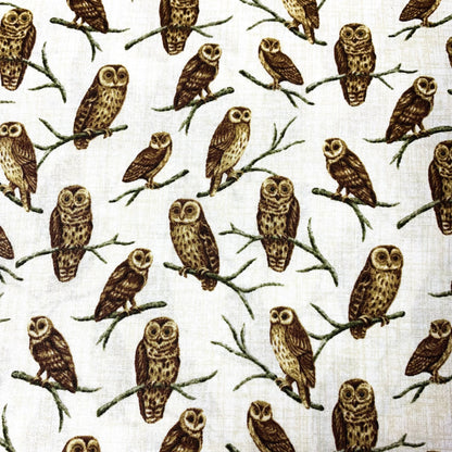 Natural Owl Fabric C7650 Barn Owls on Beige - Mary Jo Fabrics