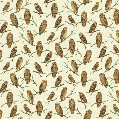 Natural Owl Fabric C7650 Barn Owls on Beige - Mary Jo Fabrics