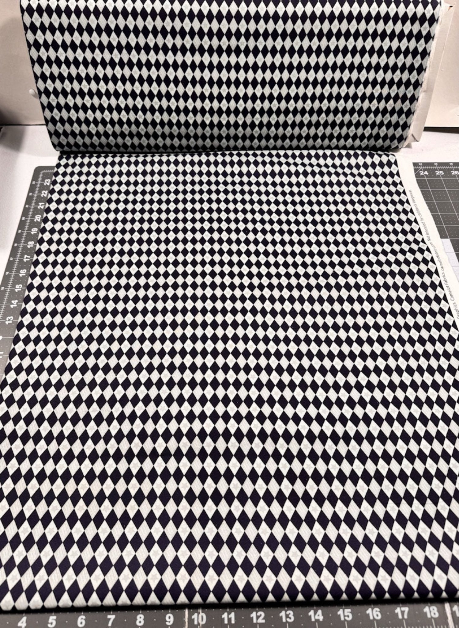 Navy Blue diamond fabric 29180306 Silver Star - Mary Jo Fabrics