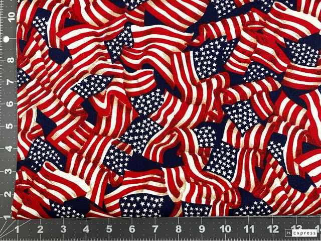 Navy Blue USA flag cotton fabric 41355 Red White Blue patriotic fabric - Mary Jo Fabrics