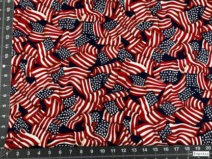 Navy Blue USA flag cotton fabric 41355 Red White Blue patriotic fabric - Mary Jo Fabrics