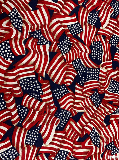 Navy Blue USA flag cotton fabric 41355 Red White Blue patriotic fabric - Mary Jo Fabrics