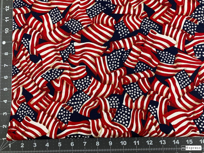 Navy Blue USA flag cotton fabric 41355 Red White Blue patriotic fabric 