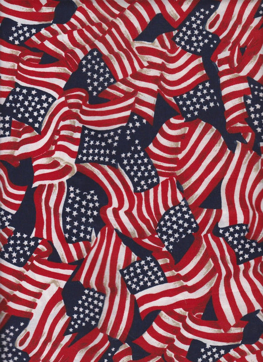 Navy Blue USA flag cotton fabric 41355 Red White Blue patriotic fabric - Mary Jo Fabrics