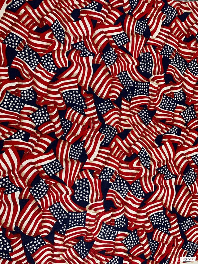 Navy Blue USA flag cotton fabric 41355 Red White Blue patriotic fabric - Mary Jo Fabrics