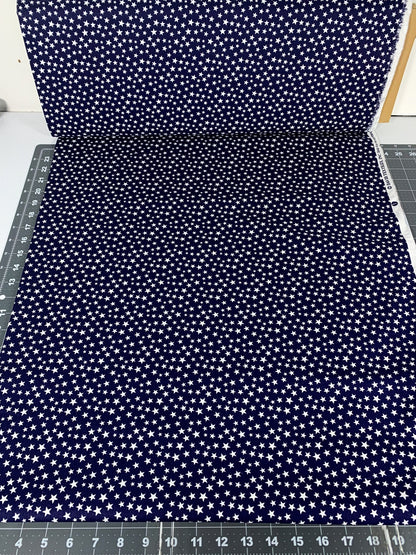 Navy Blue White Star USA fabric DX-9264 Ditsy Star patriotic - Mary Jo Fabrics