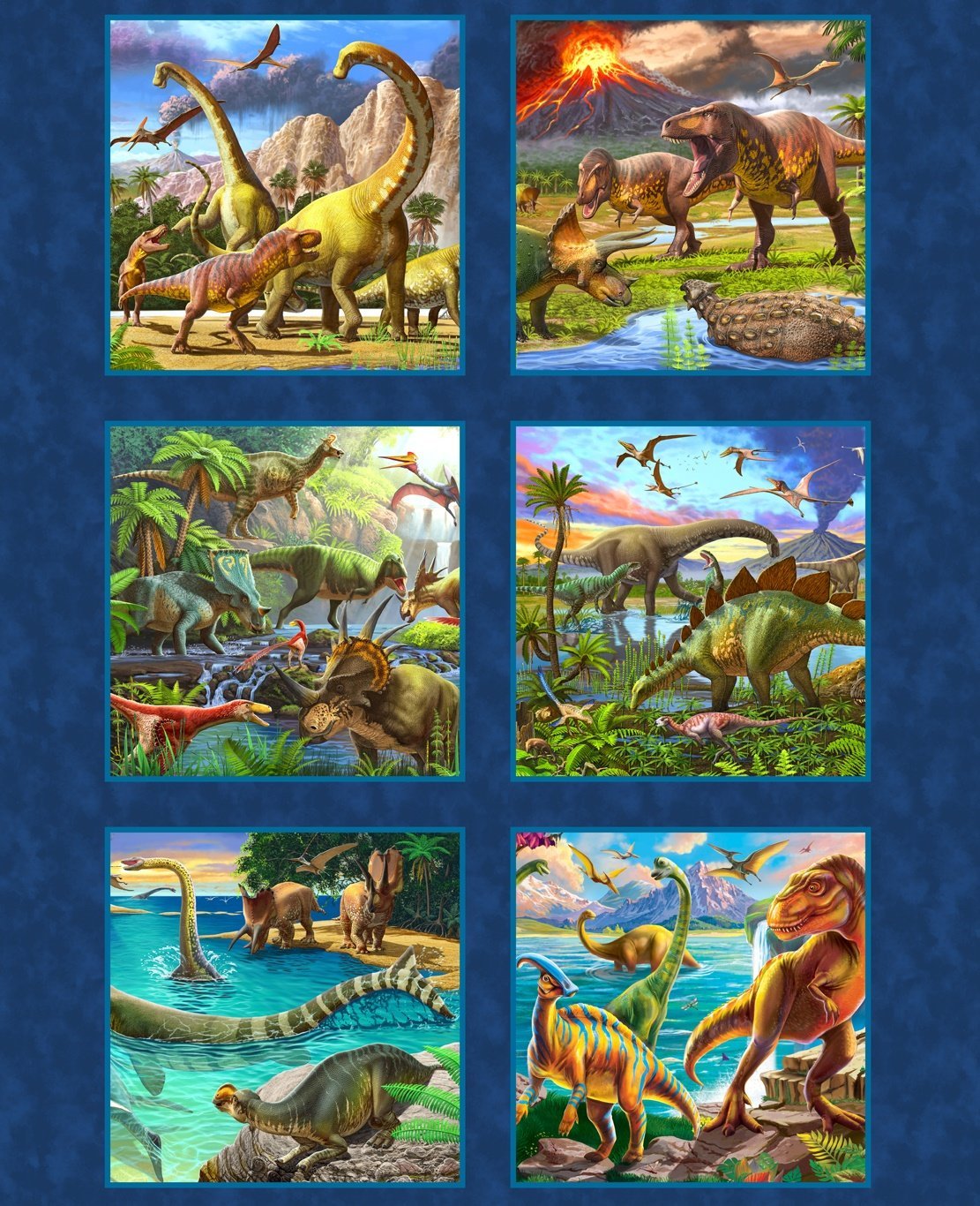 Navy Dino Mite Dinosaur Panel ML - 3425 - 2C Large - Mary Jo Fabrics