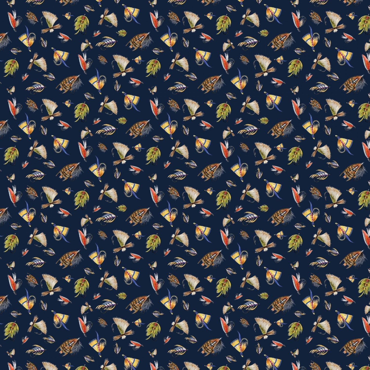 Navy Fishing Lure fabric 55240403 Fishful Thinking - Mary Jo Fabrics
