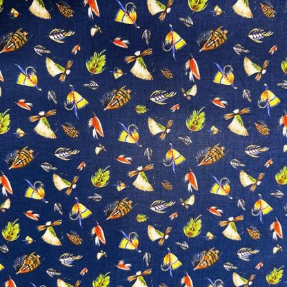 Navy Fishing Lure fabric 55240403 Fishful Thinking - Mary Jo Fabrics