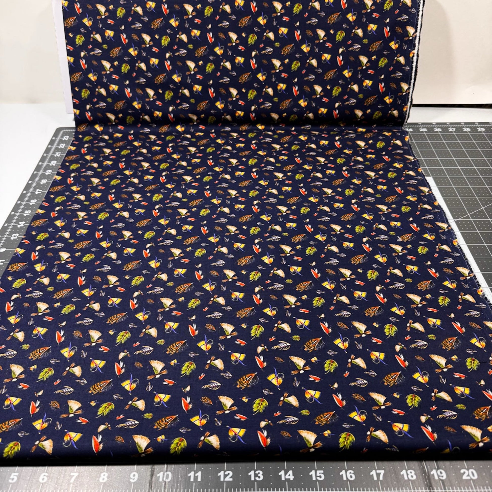 Navy Fishing Lure fabric 55240403 Fishful Thinking - Mary Jo Fabrics