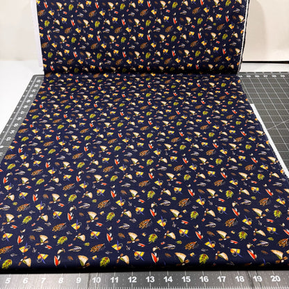 Navy Fishing Lure fabric 55240403 Fishful Thinking - Mary Jo Fabrics