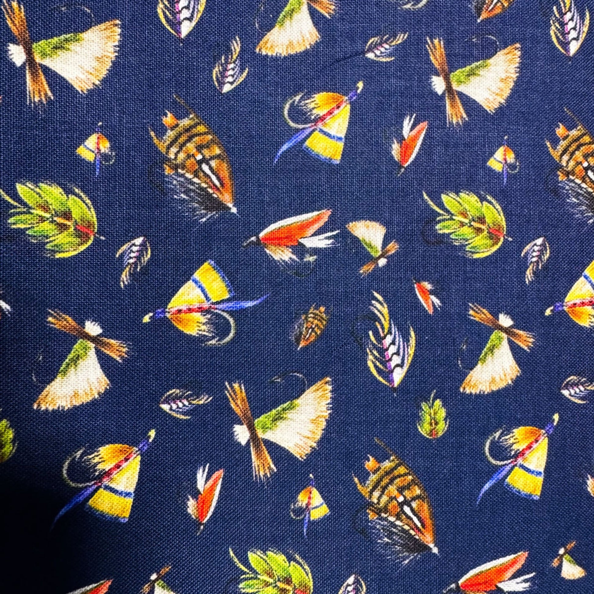 Navy Fishing Lure fabric 55240403 Fishful Thinking - Mary Jo Fabrics