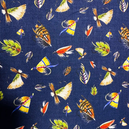 Navy Fishing Lure fabric 55240403 Fishful Thinking - Mary Jo Fabrics