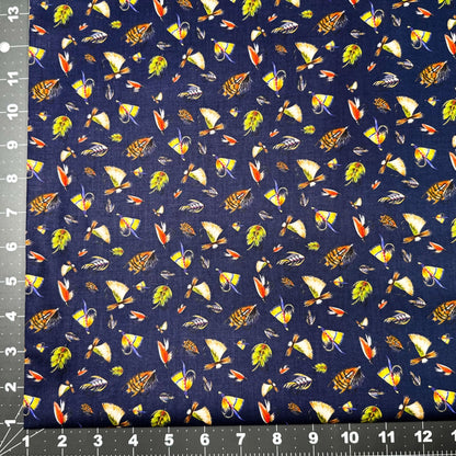 Navy Fishing Lure fabric 55240403 Fishful Thinking - Mary Jo Fabrics