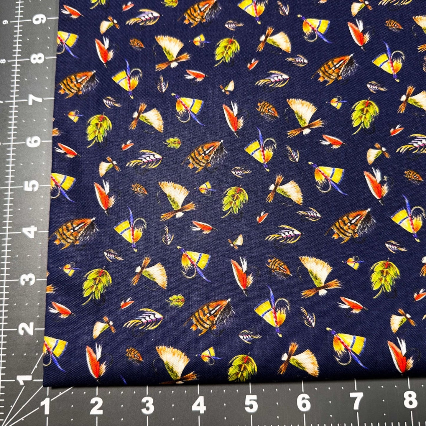Navy Fishing Lure fabric 55240403 Fishful Thinking - Mary Jo Fabrics