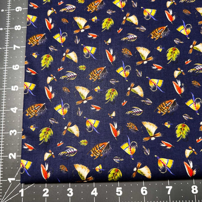 Navy Fishing Lure fabric 55240403 Fishful Thinking - Mary Jo Fabrics