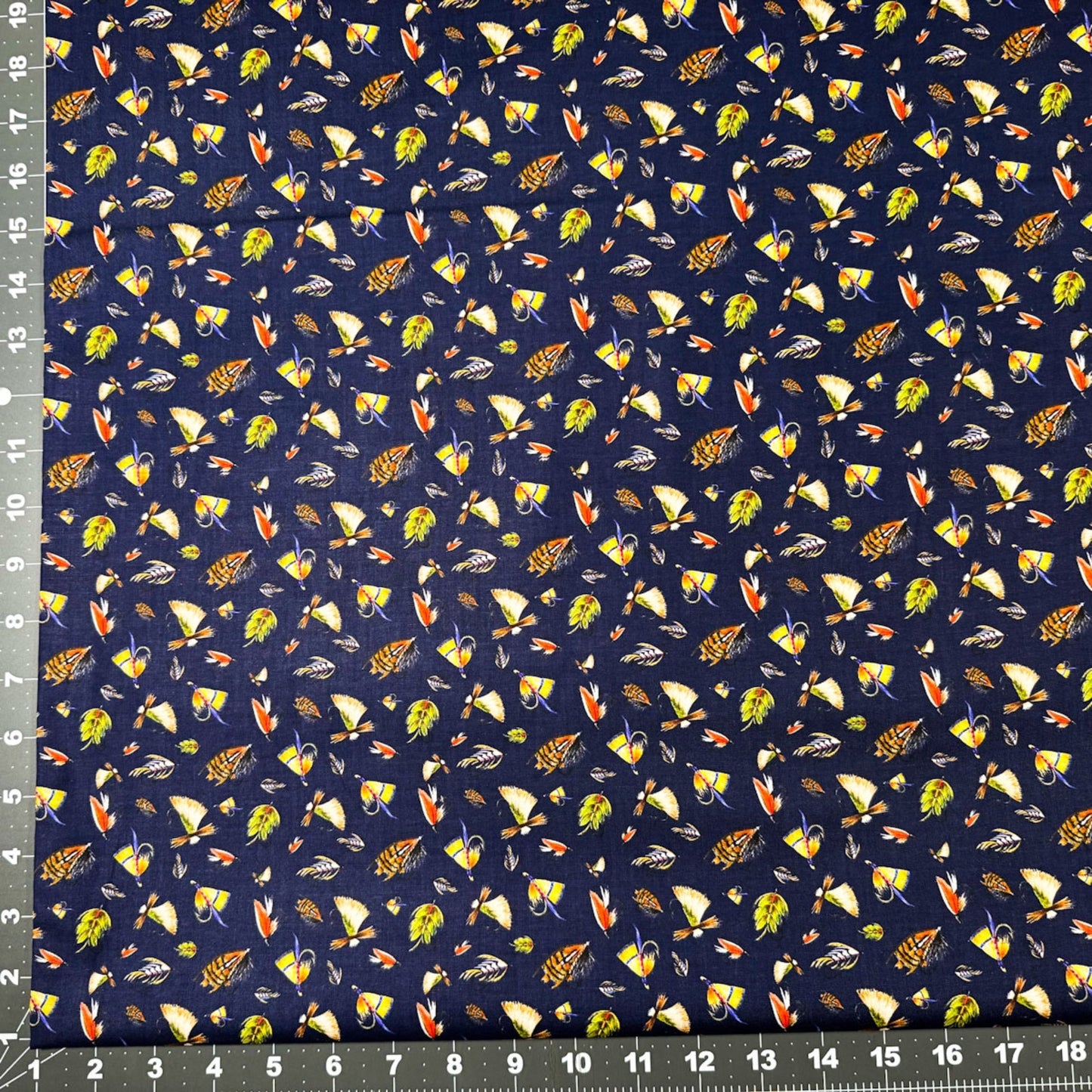 Navy Fishing Lure fabric 55240403 Fishful Thinking - Mary Jo Fabrics