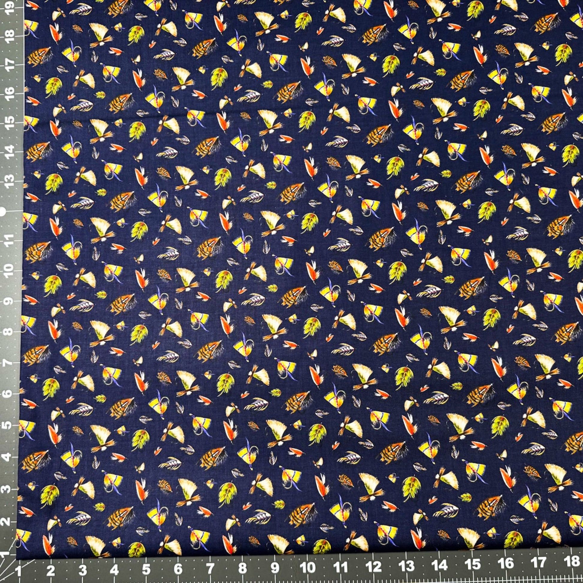 Navy Fishing Lure fabric 55240403 Fishful Thinking - Mary Jo Fabrics