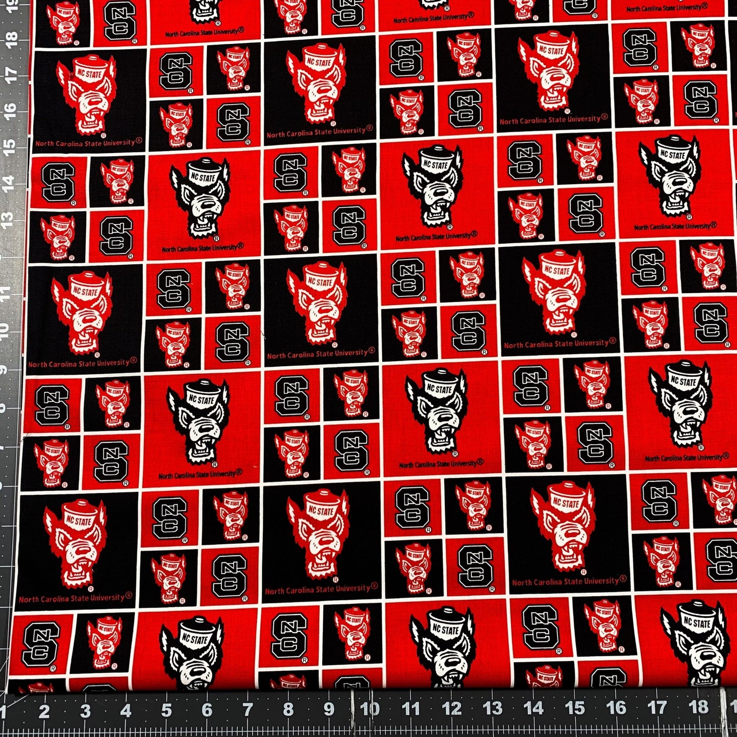 NCAA North Carolina State Wolfpack Fabric NCS - 020 NCSU Fabric Block - Mary Jo Fabrics
