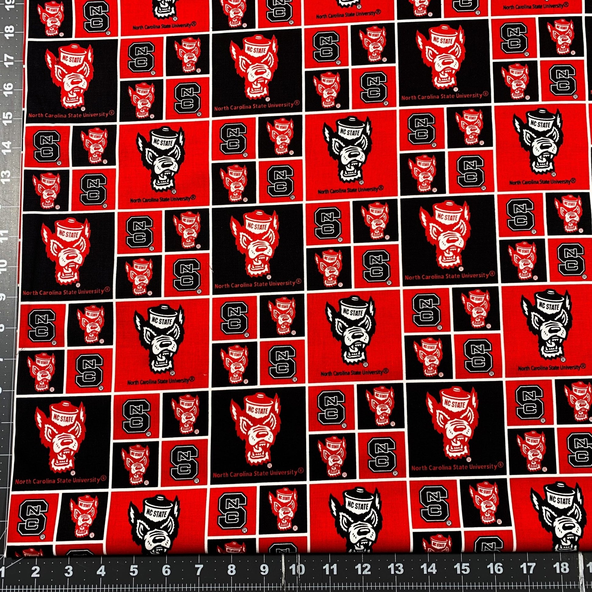 NCAA North Carolina State Wolfpack Fabric NCS - 020 NCSU Fabric Block - Mary Jo Fabrics