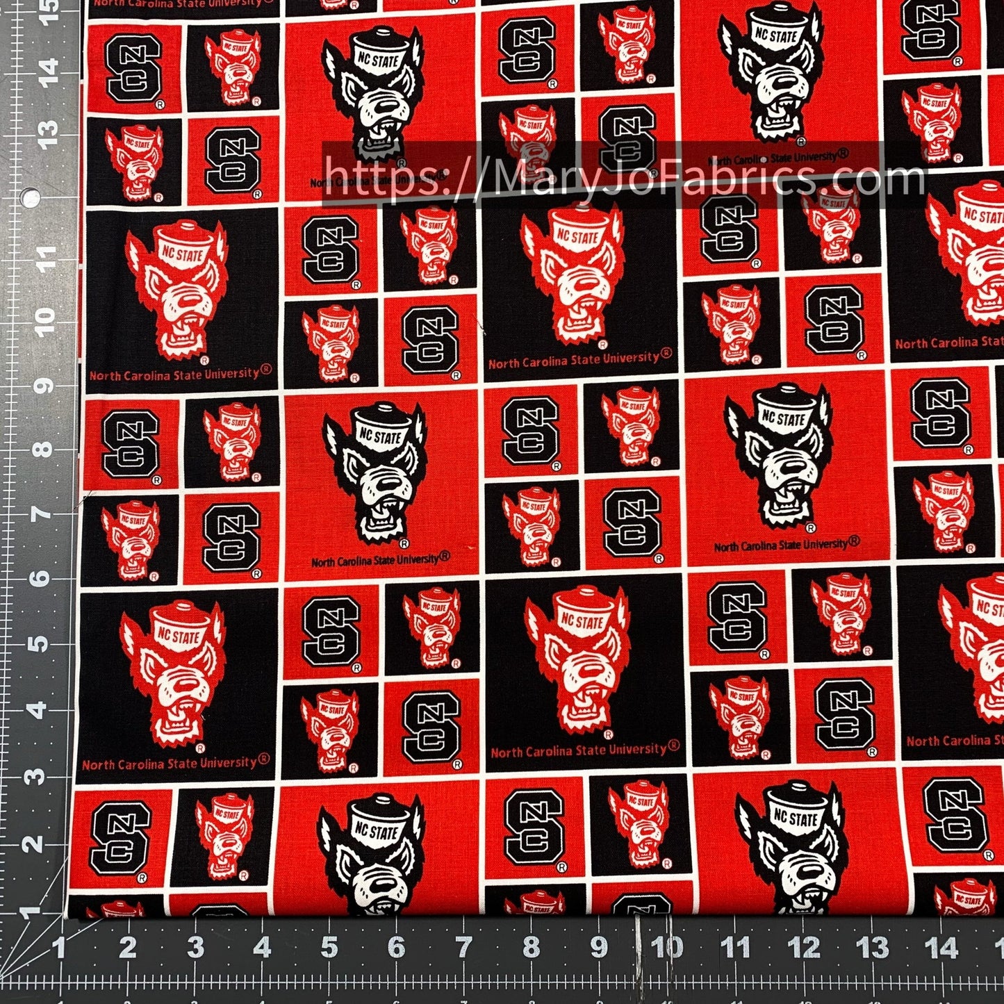 NCAA North Carolina State Wolfpack Fabric NCS - 020 NCSU Fabric Block - Mary Jo Fabrics