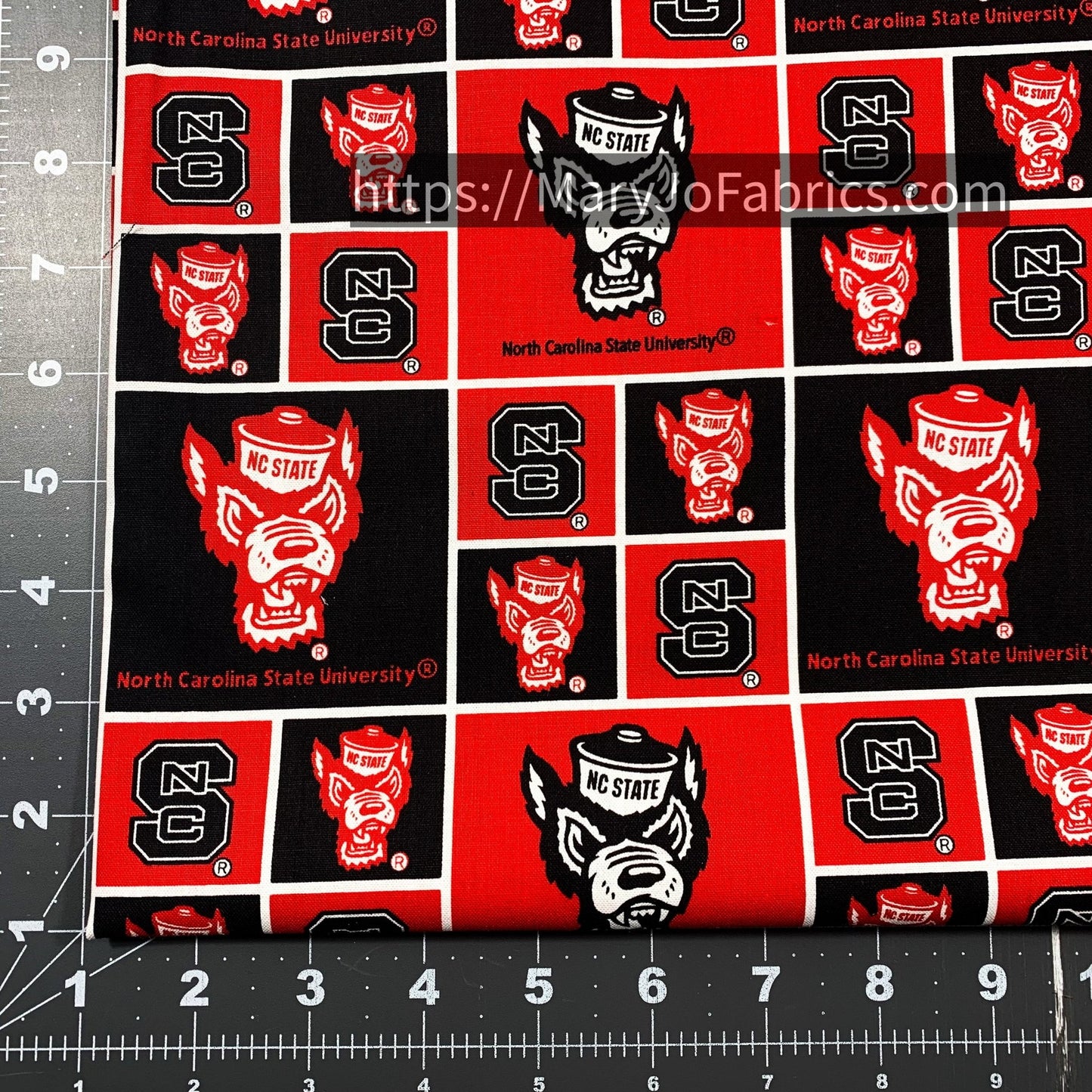 NCAA North Carolina State Wolfpack Fabric NCS - 020 NCSU Fabric Block - Mary Jo Fabrics
