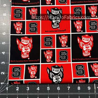 NCAA North Carolina State Wolfpack Fabric NCS - 020 NCSU Fabric Block - Mary Jo Fabrics