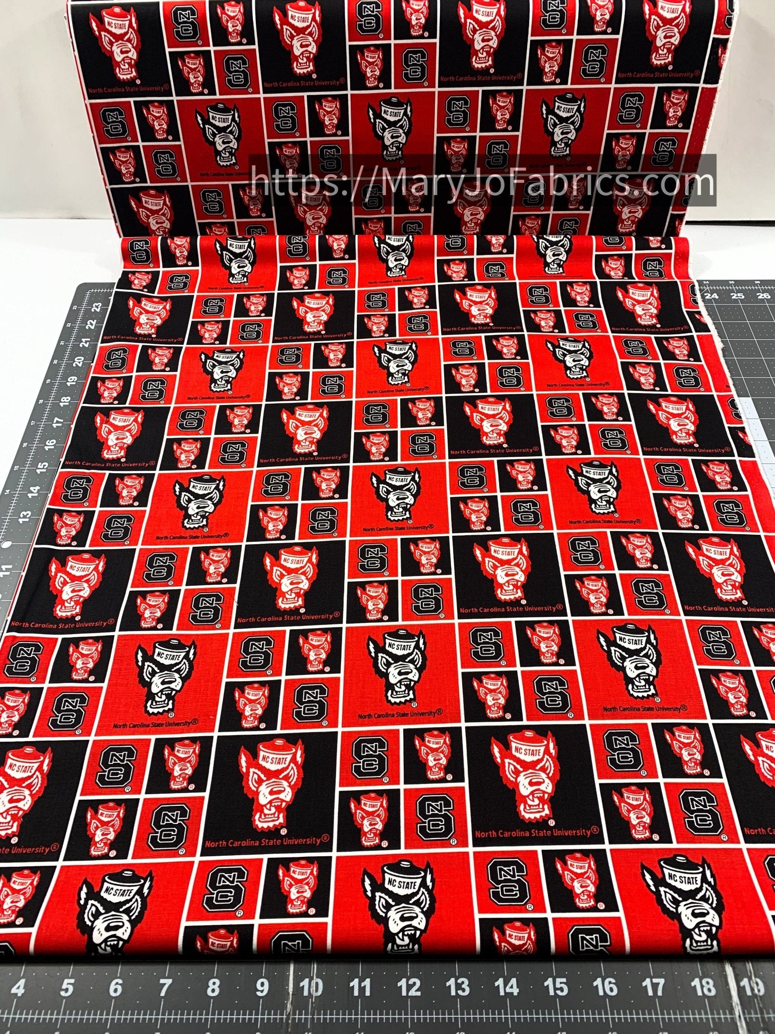 NCAA North Carolina State Wolfpack Fabric NCS - 020 NCSU Fabric Block - Mary Jo Fabrics