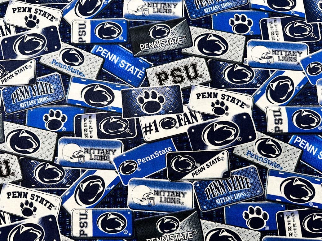 NCAA Penn State fabric PS1210 license plates - Mary Jo Fabrics