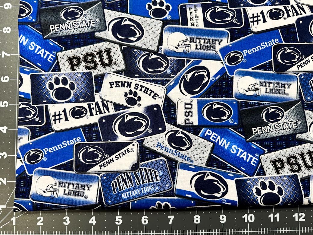 NCAA Penn State fabric PS1210 license plates - Mary Jo Fabrics