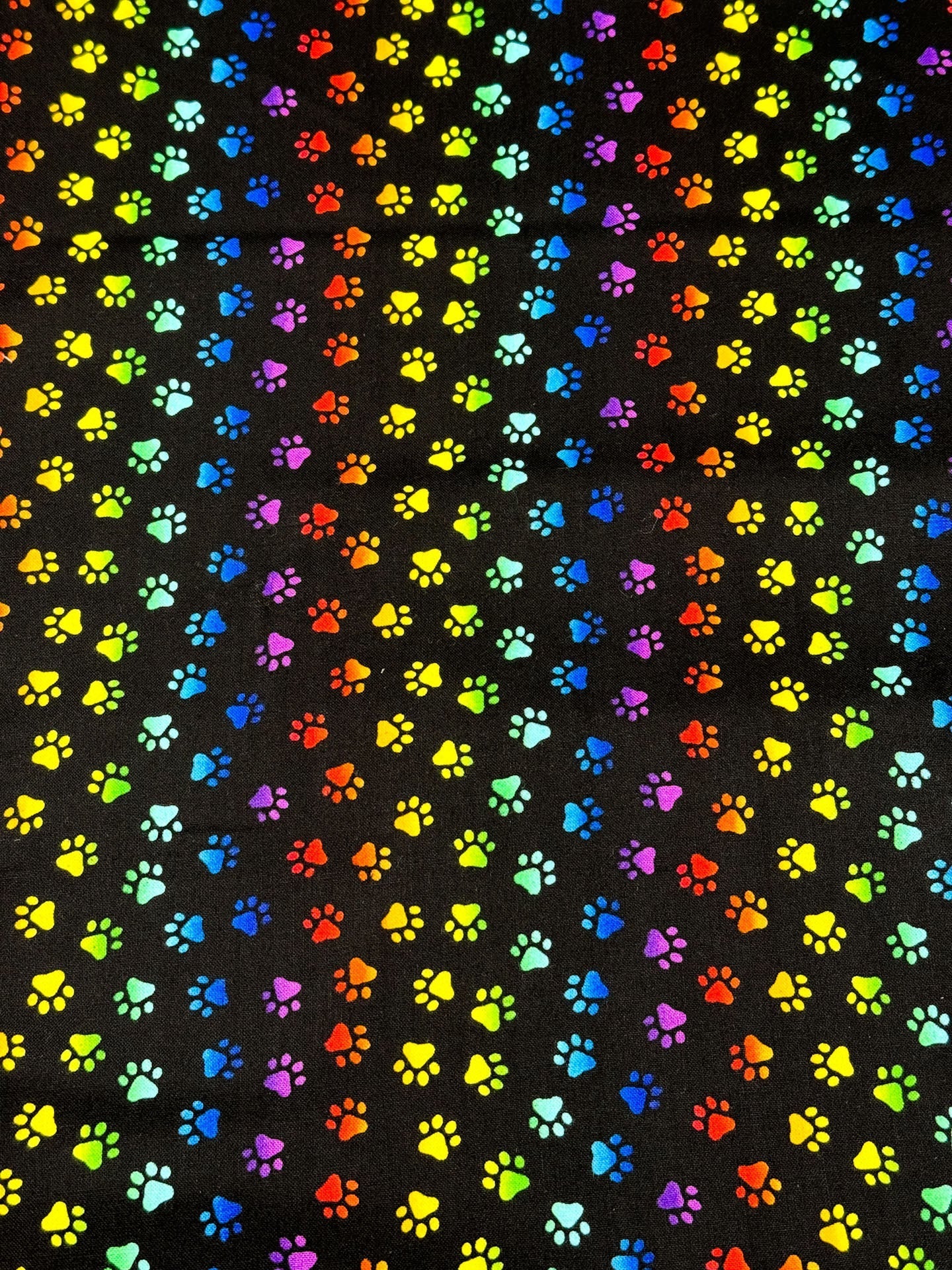 Neon Cat Paw fabric Allover animal paws - Mary Jo Fabrics