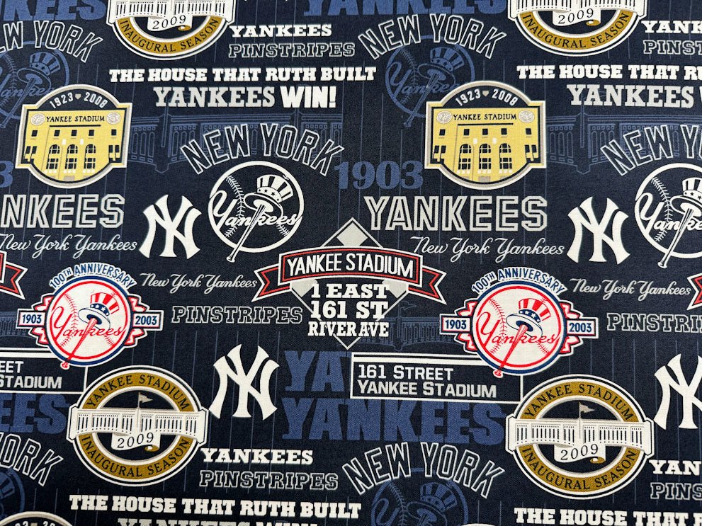 New York Yankees fabric 60252B MLB baseball cotton fabric - Mary Jo Fabrics