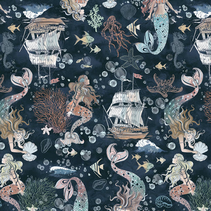 Ocean Song Mermaid Fabric 54693 - 2 Deep Sea A Mermaid's Tale - Mary Jo Fabrics