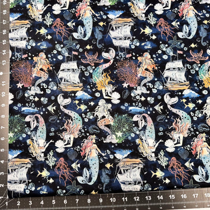 Ocean Song Mermaid Fabric 54693 - 2 Deep Sea A Mermaid's Tale - Mary Jo Fabrics
